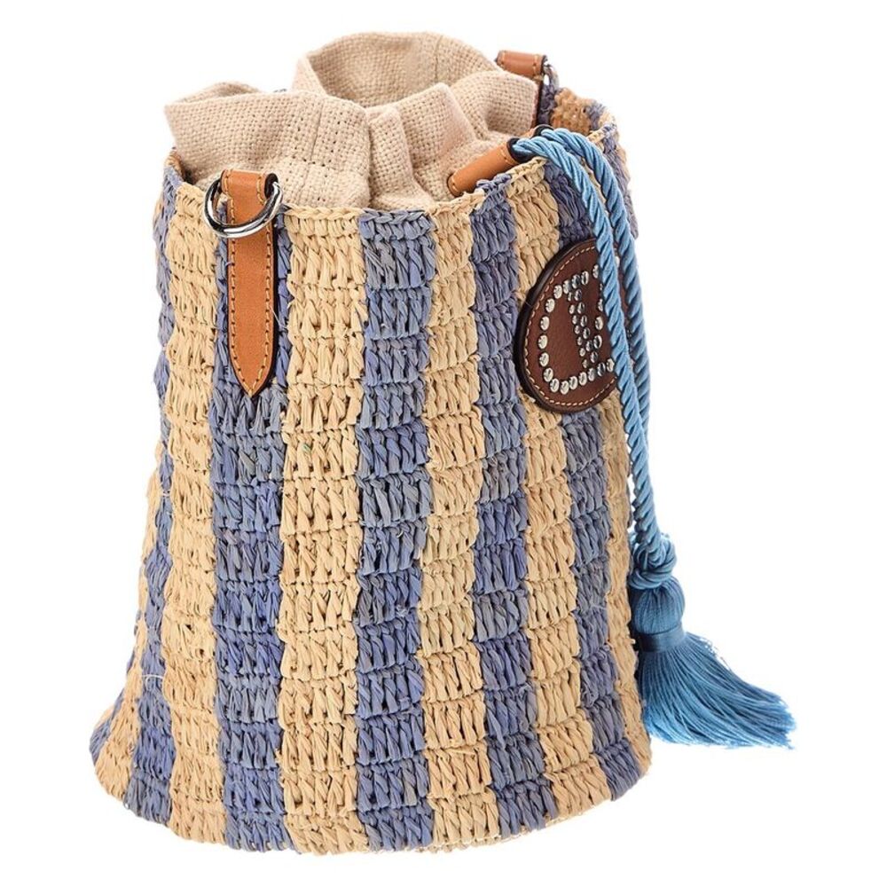 Valentino Vlogo Signature Small Raffia Bucket Bag, Beige - Picture 3 of 4